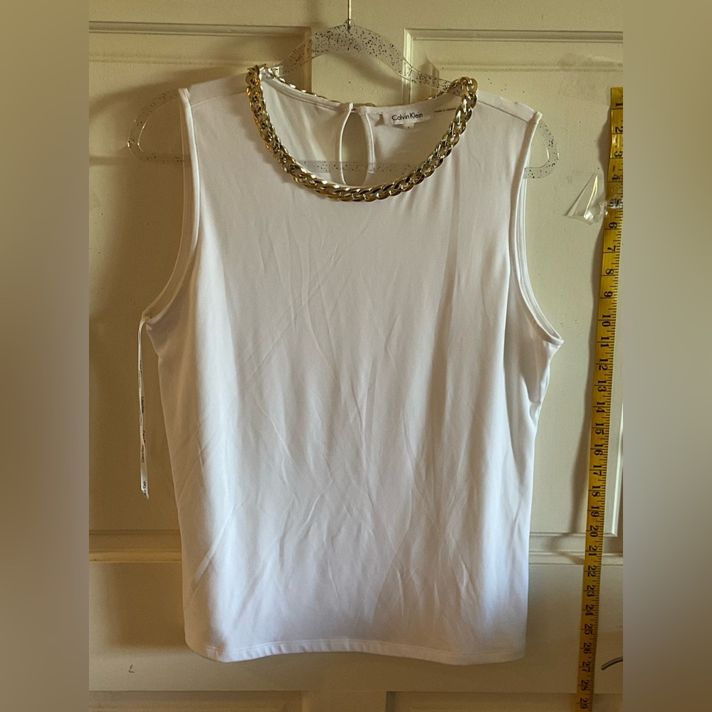 Calvin Klein  White chain link neck top